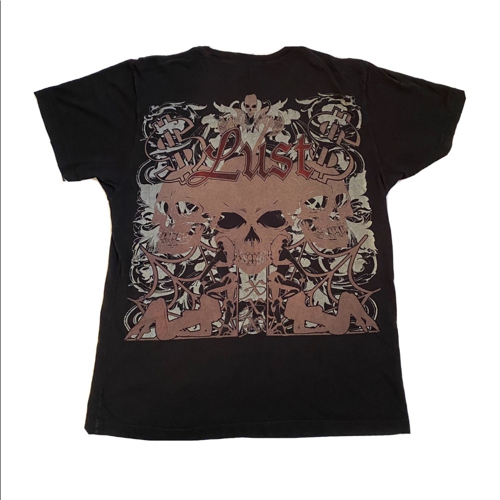 Chrome Angels black lust skull money crewneck tee shirt